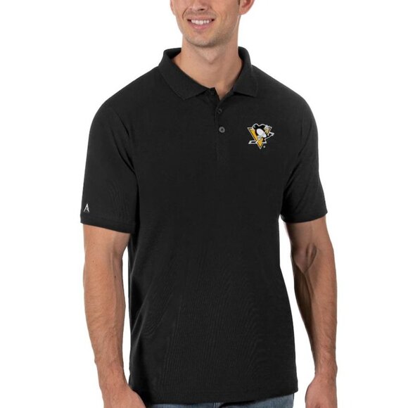 Antigua Other - Antigua Mens Pittsburgh Penguins Legacy Pique Polo Size XL Short Sleeve Black